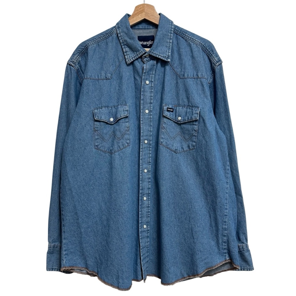 Wrangler Cowboy Cut Long Sleeve Western Denim Snap Work Shirt Men’s XL